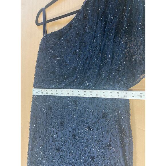 ADRIANNA PAPELL DRESS 16 NAVY BLUE MOTHER OF BRIDE FALL WEDDING GUEST GOWN LONG - Picture 12 of 13